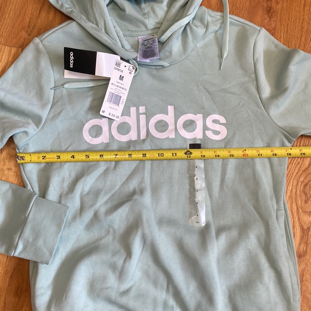 NWT Adidas Hoodie Sweatshirt Medium Mint Green Medium - Picture 8 of 8
